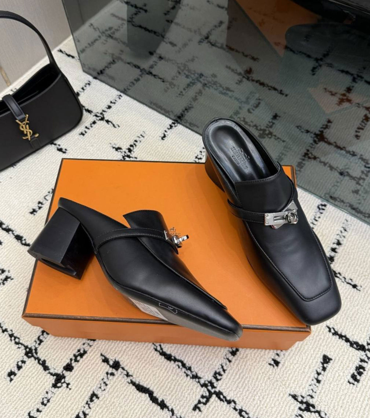 Leather Blossom Mules