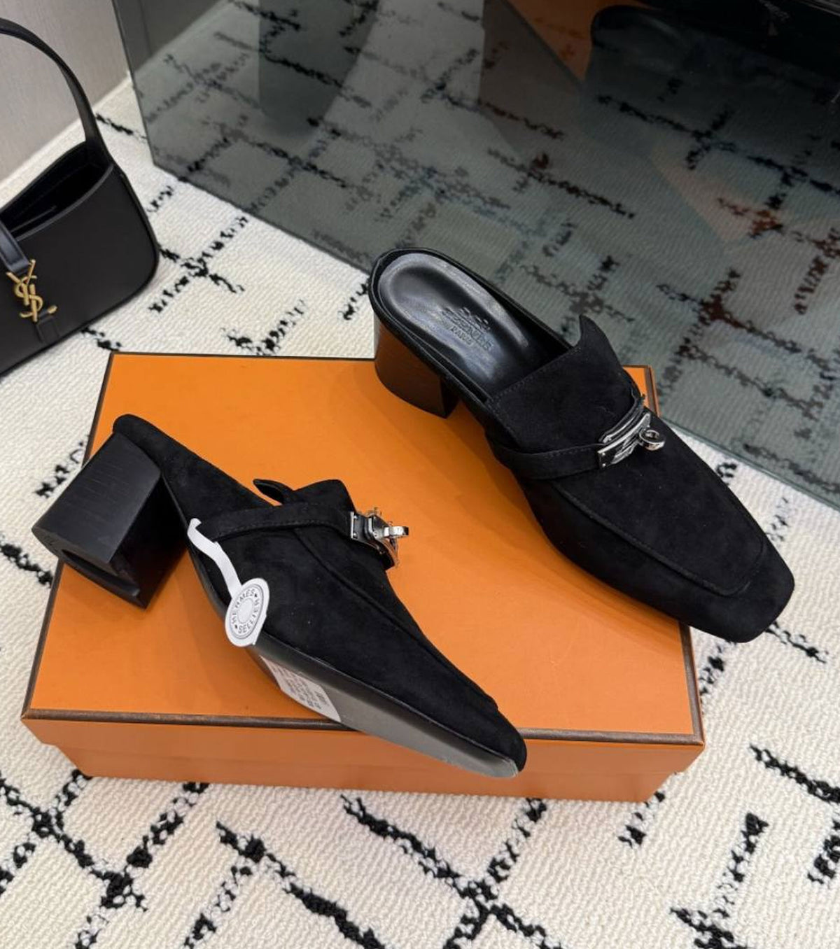 Suede Blossom Mules