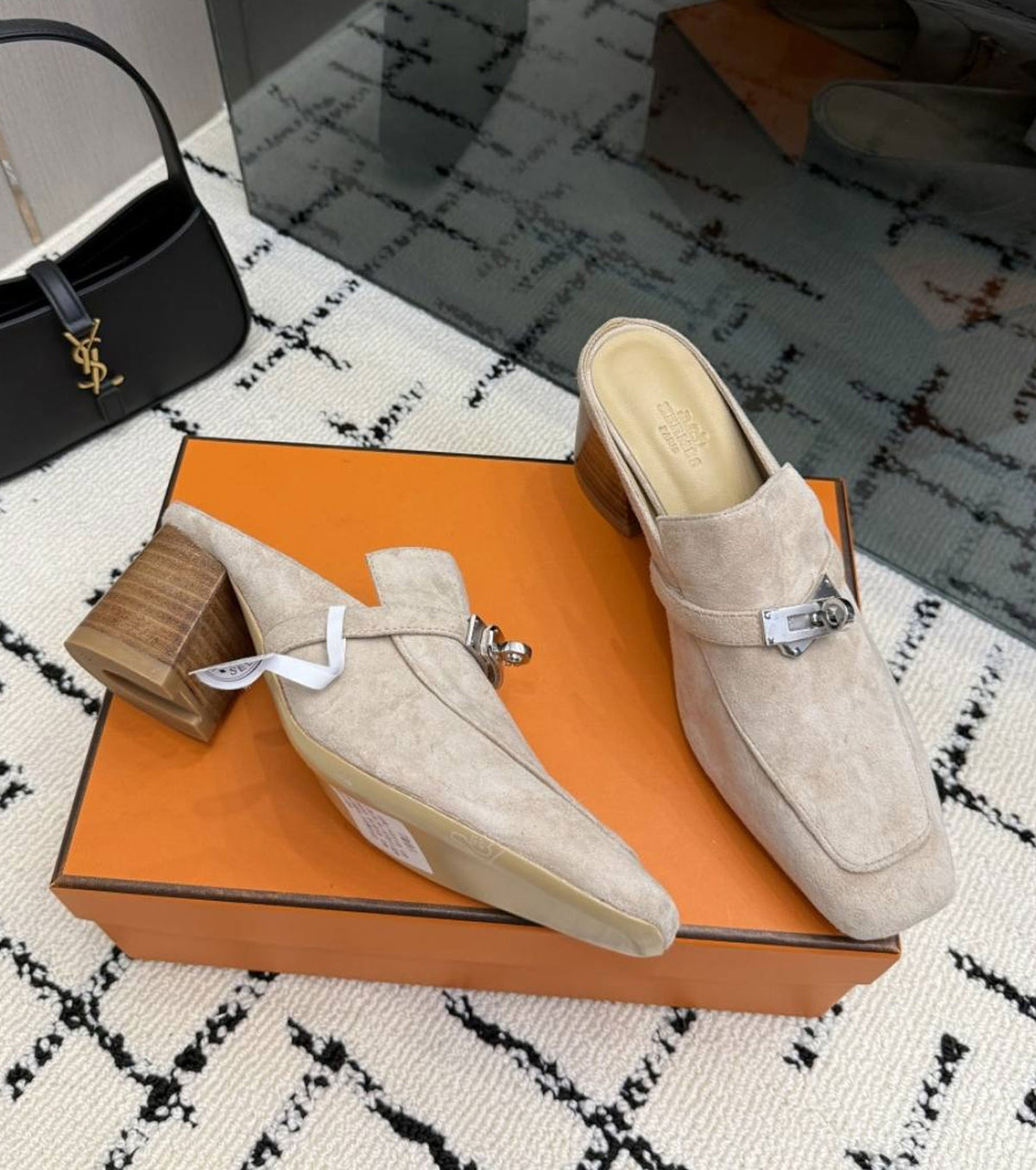 Suede Blossom Mules