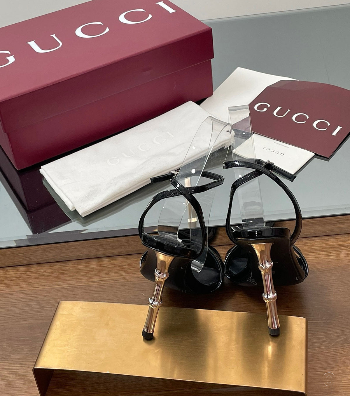 Bamboo-effect heel sandals