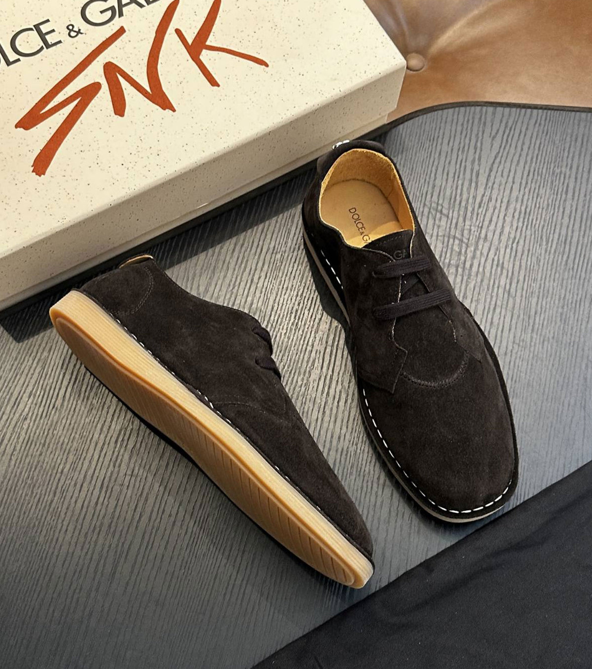 Logo-Tag Suede Derby Shoes