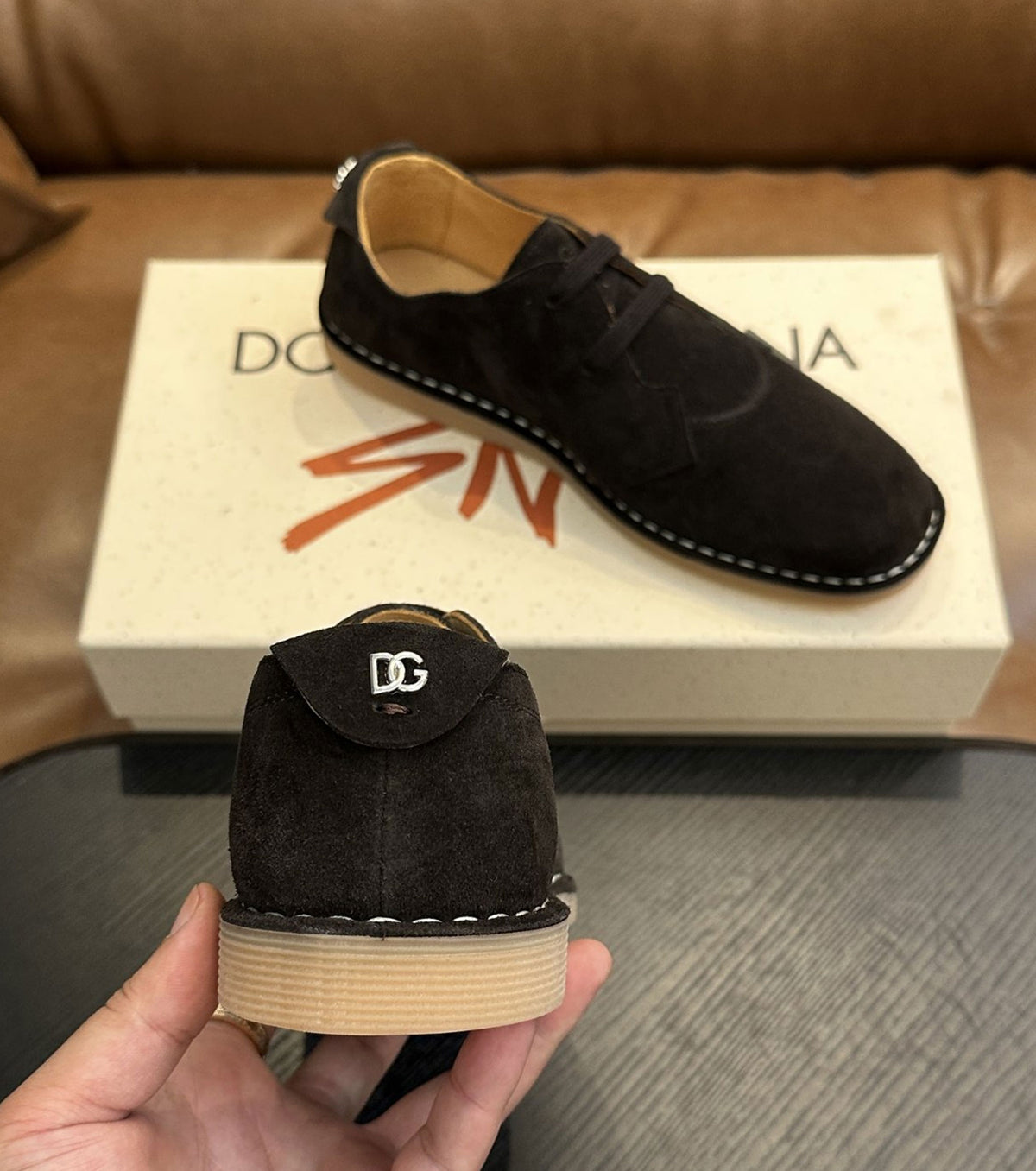 Logo-Tag Suede Derby Shoes