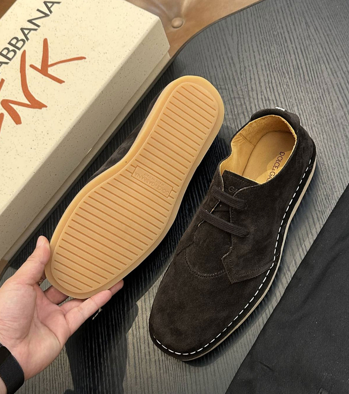 Logo-Tag Suede Derby Shoes