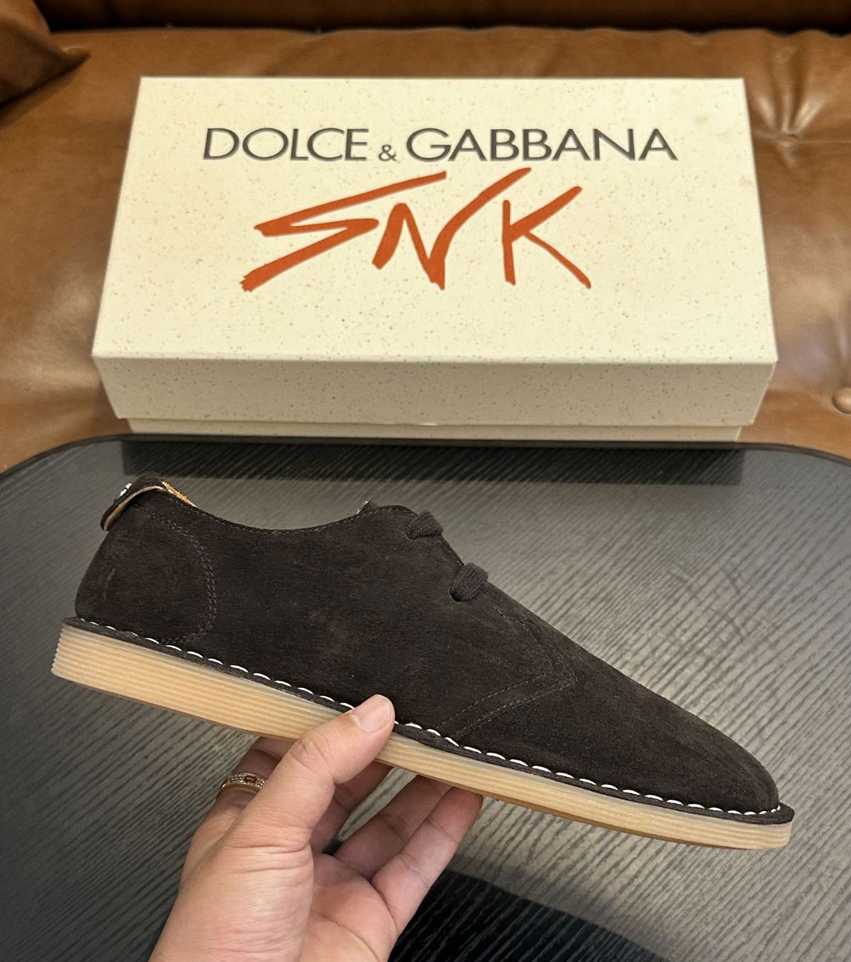 Logo-Tag Suede Derby Shoes