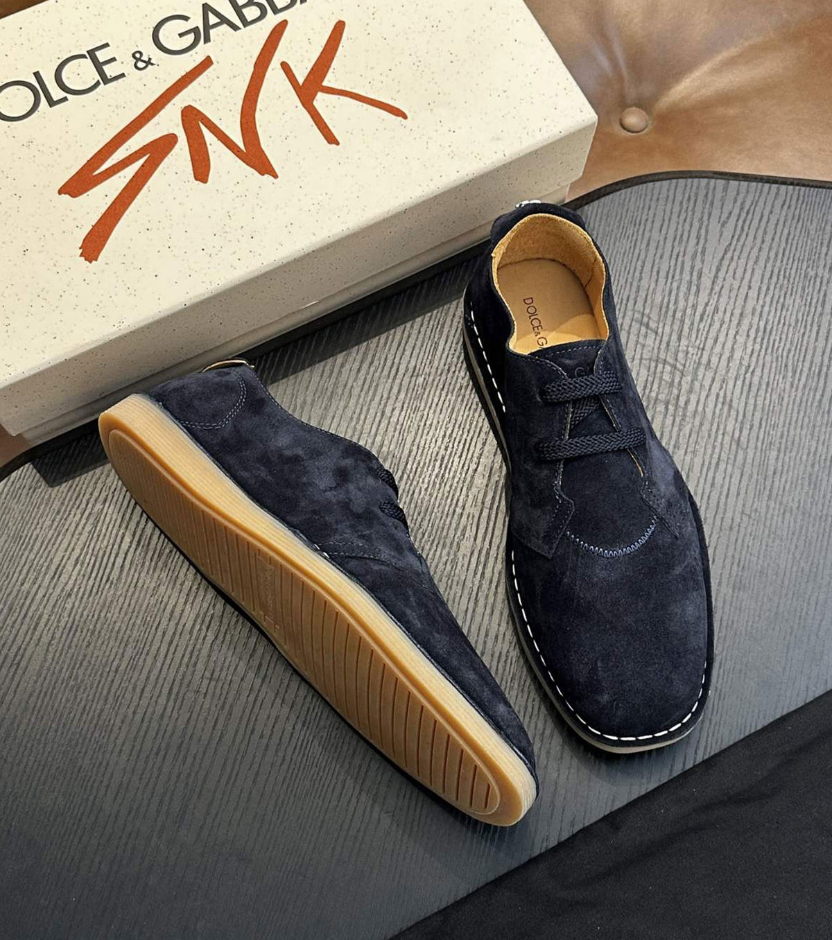 Logo-Tag Suede Derby Shoes