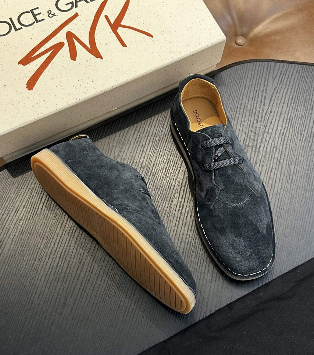 Logo-Tag Suede Derby Shoes