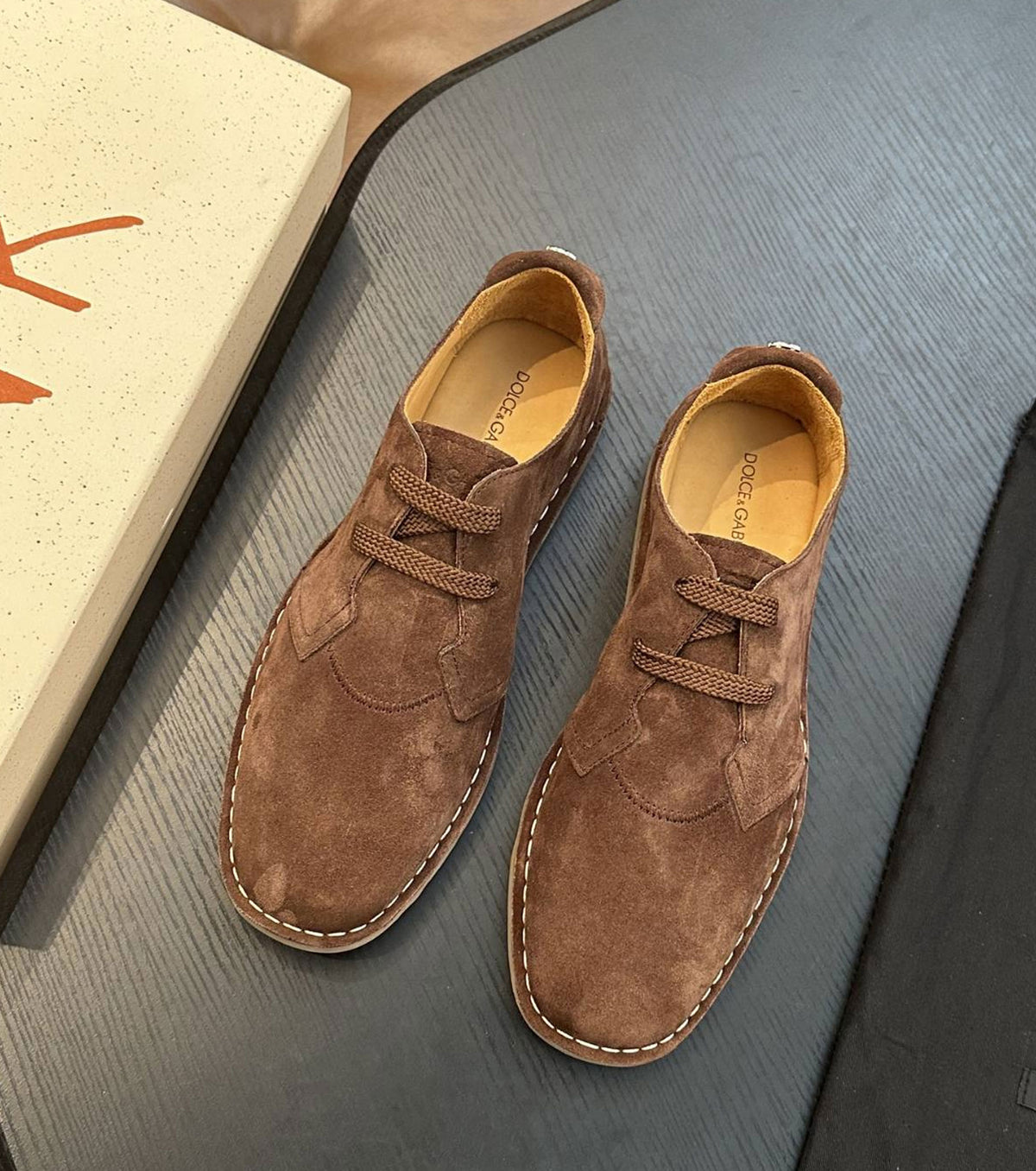 Logo-Tag Suede Derby Shoes