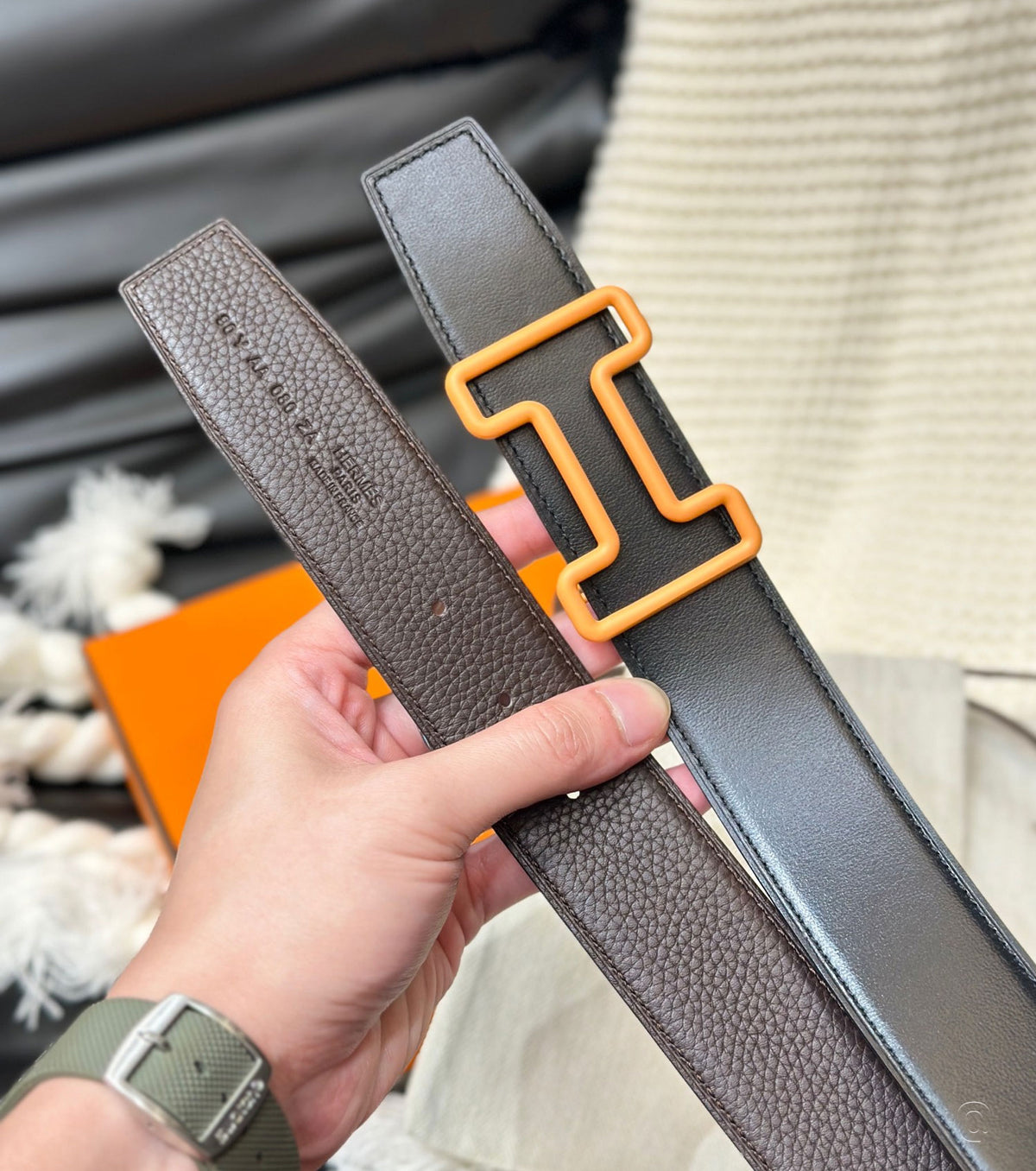 Tonight Color belt buckle & Reversible leather strap 38 mm