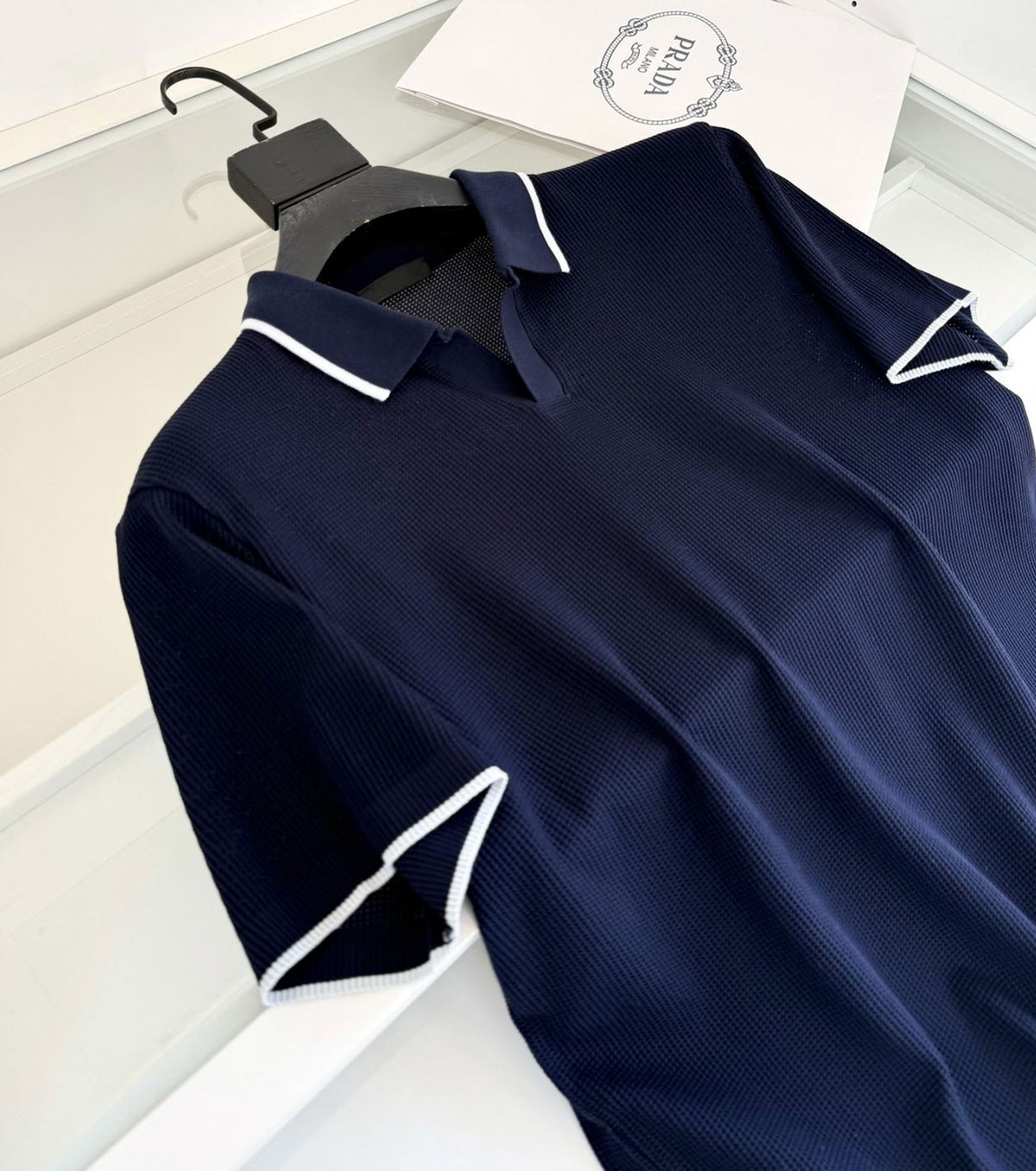 Fine-Knitted Polo T-shirt