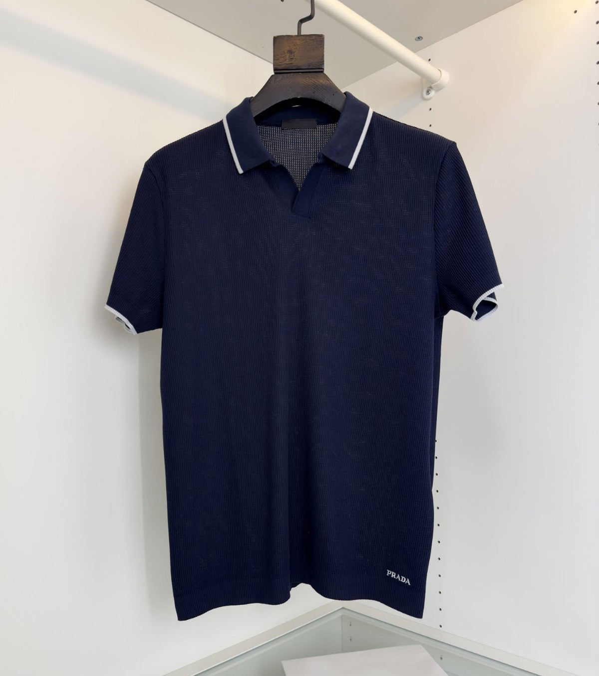 Fine-Knitted Polo T-shirt