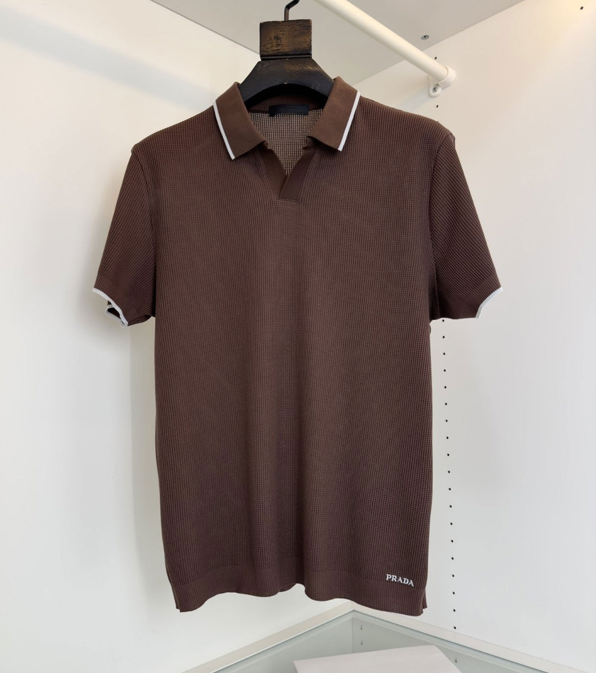 Fine-Knitted Polo T-shirt