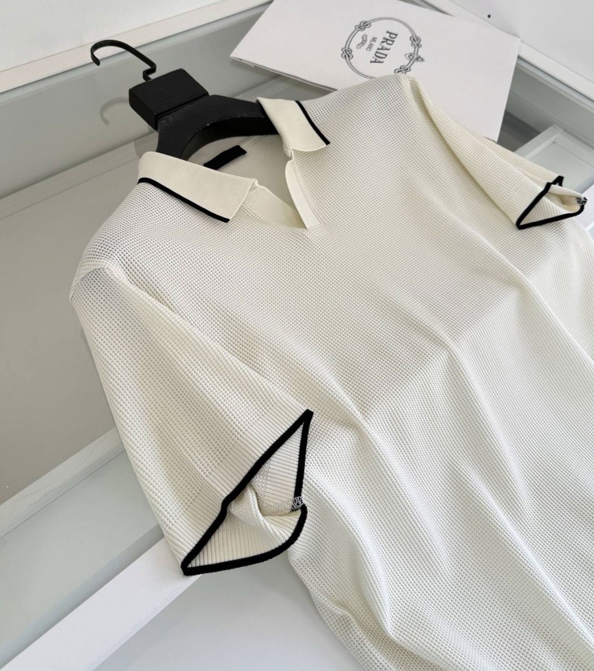 Fine-Knitted Polo T-shirt