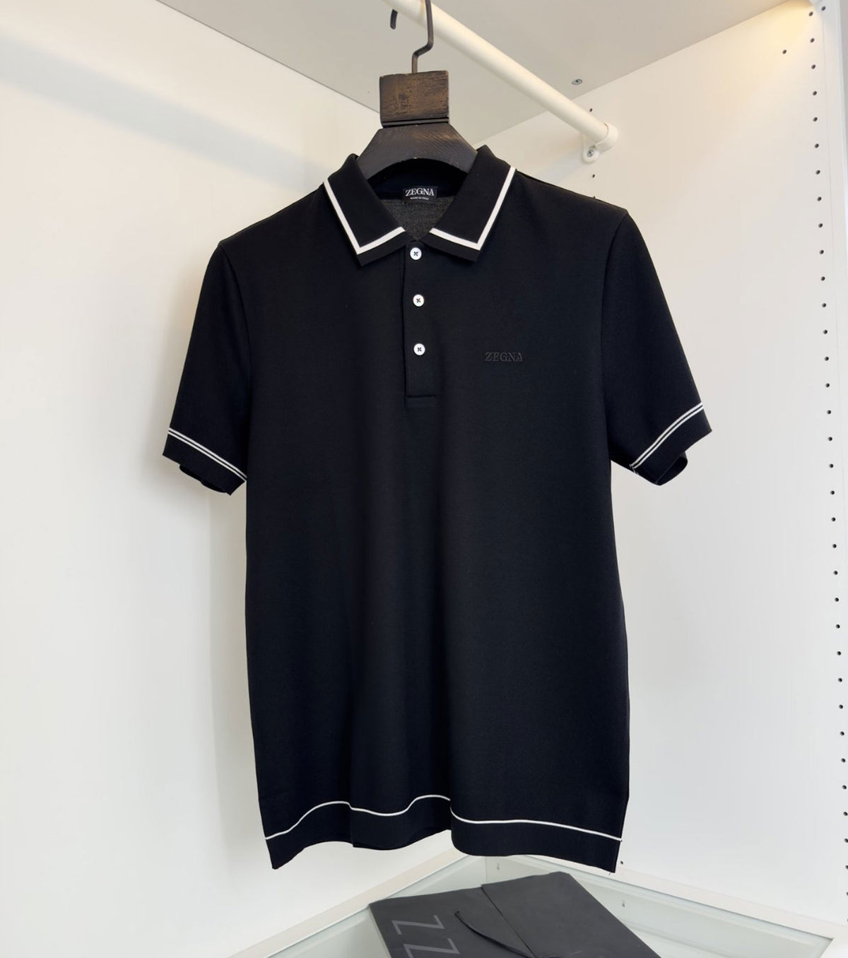 Fine-Knitted Polo T-shirt