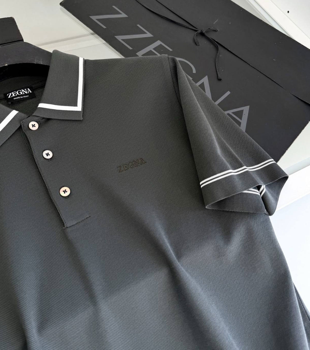 Fine-Knitted Polo T-shirt