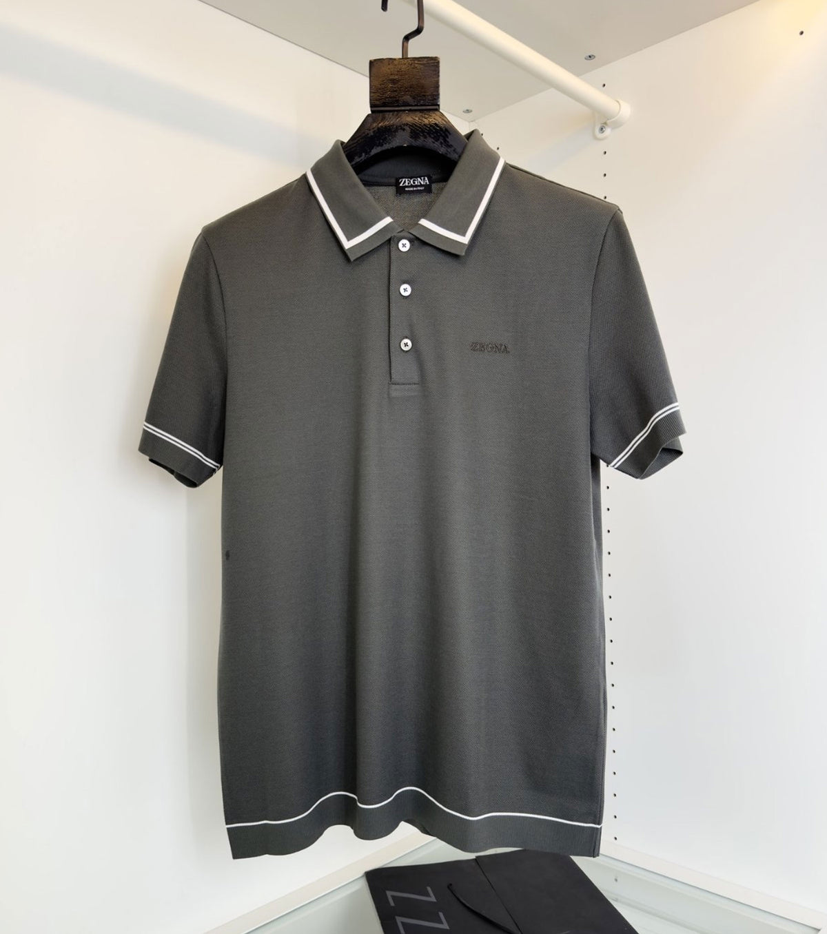 Fine-Knitted Polo T-shirt