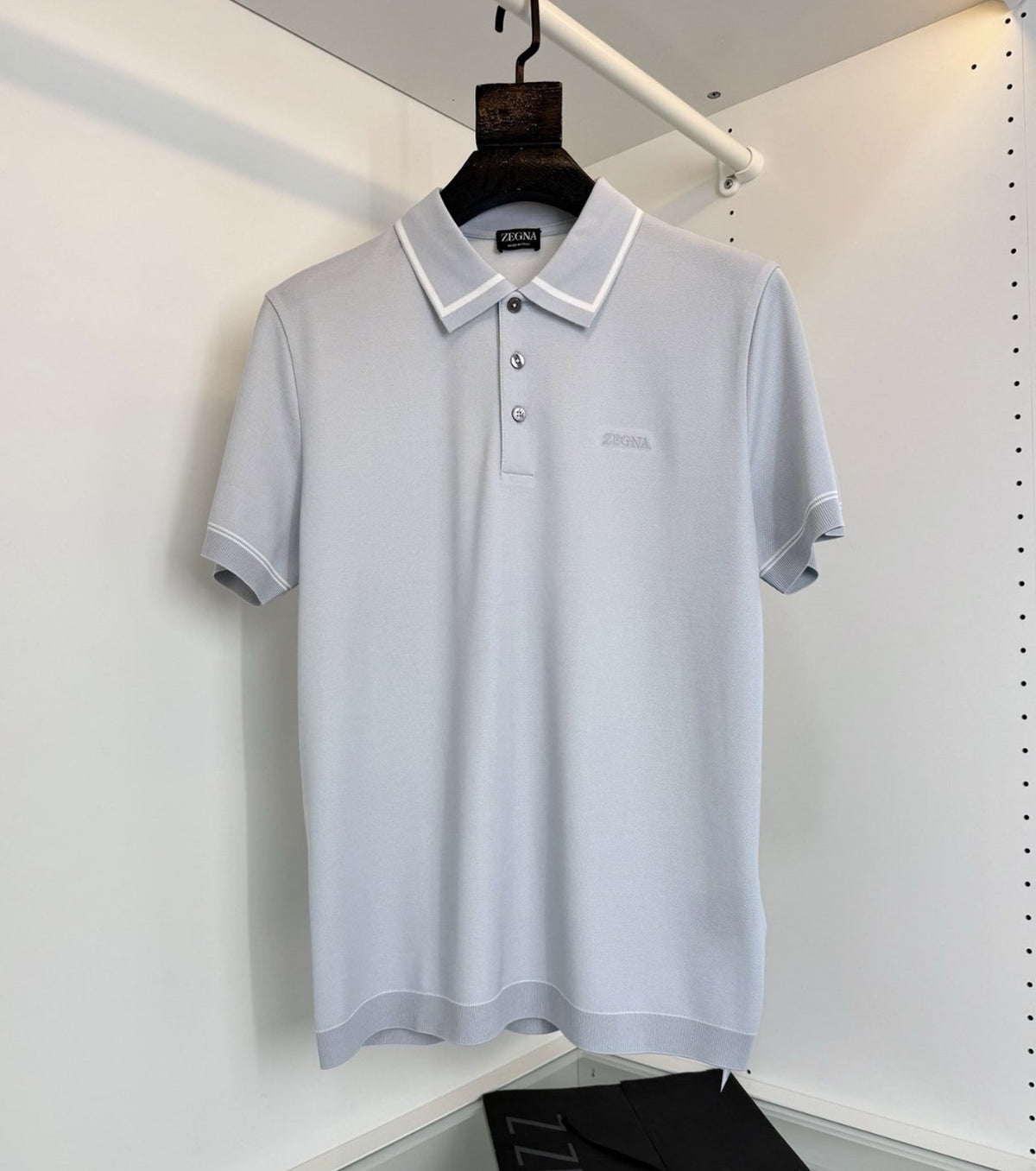 Fine-Knitted Polo T-shirt