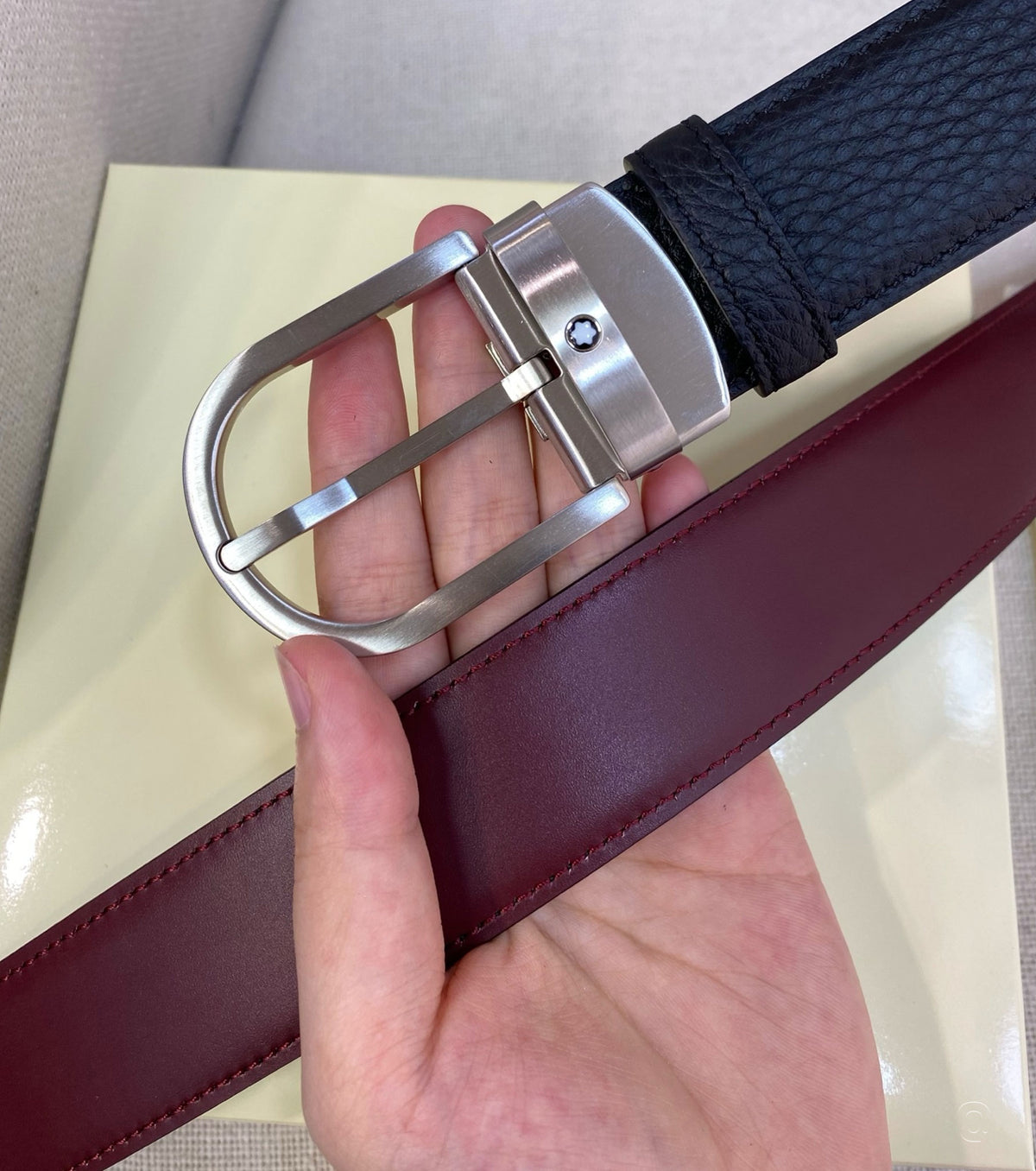 Reversible leather belt