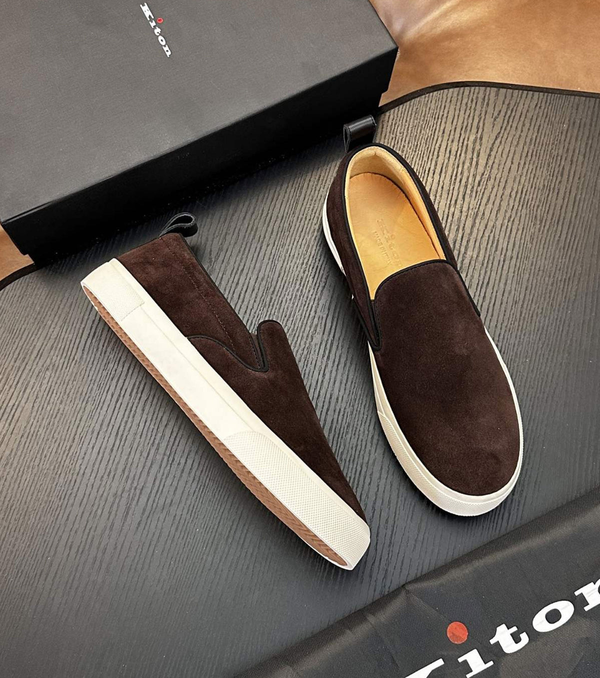 Suede slip-on sneakers