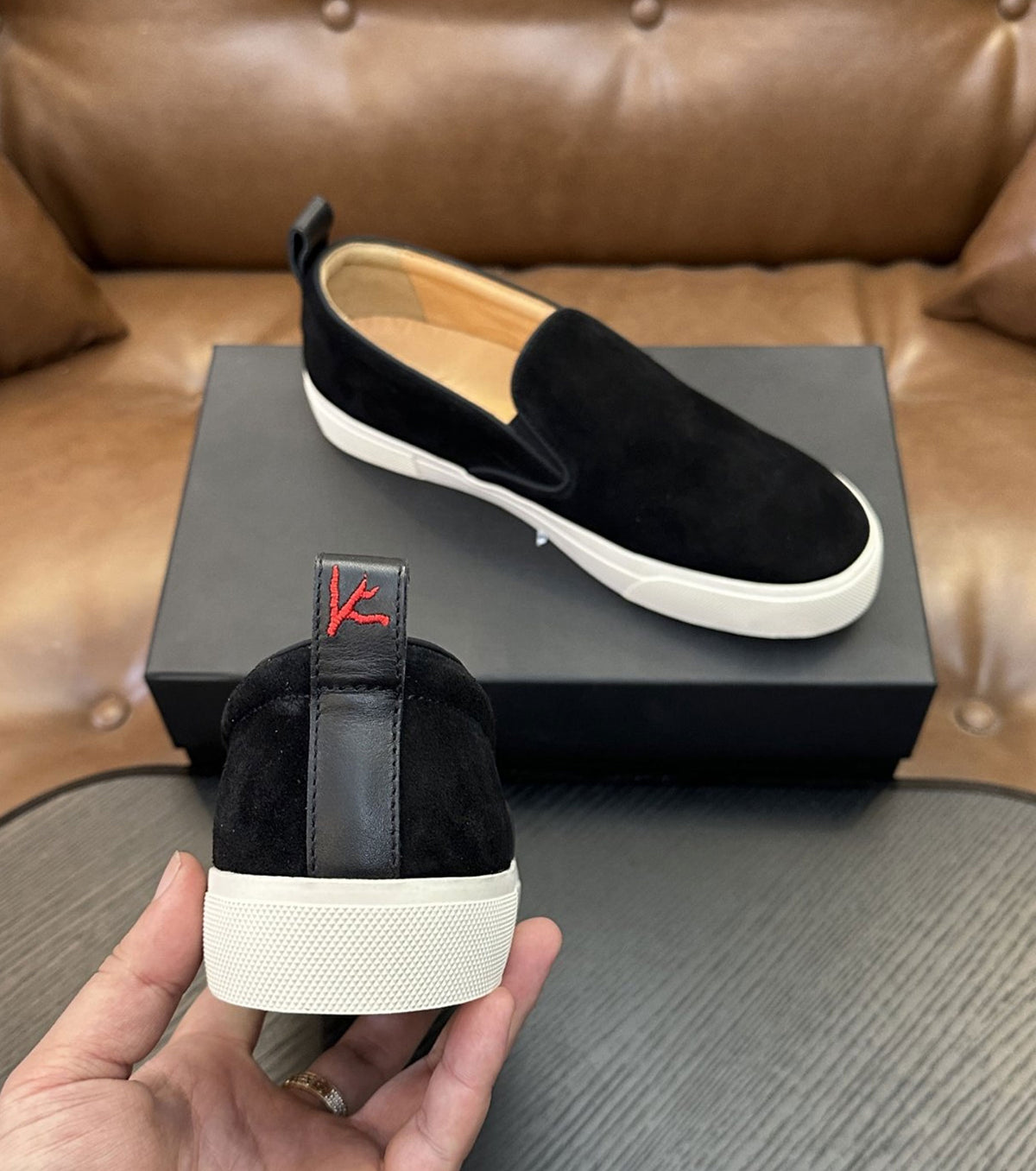 Suede slip-on sneakers