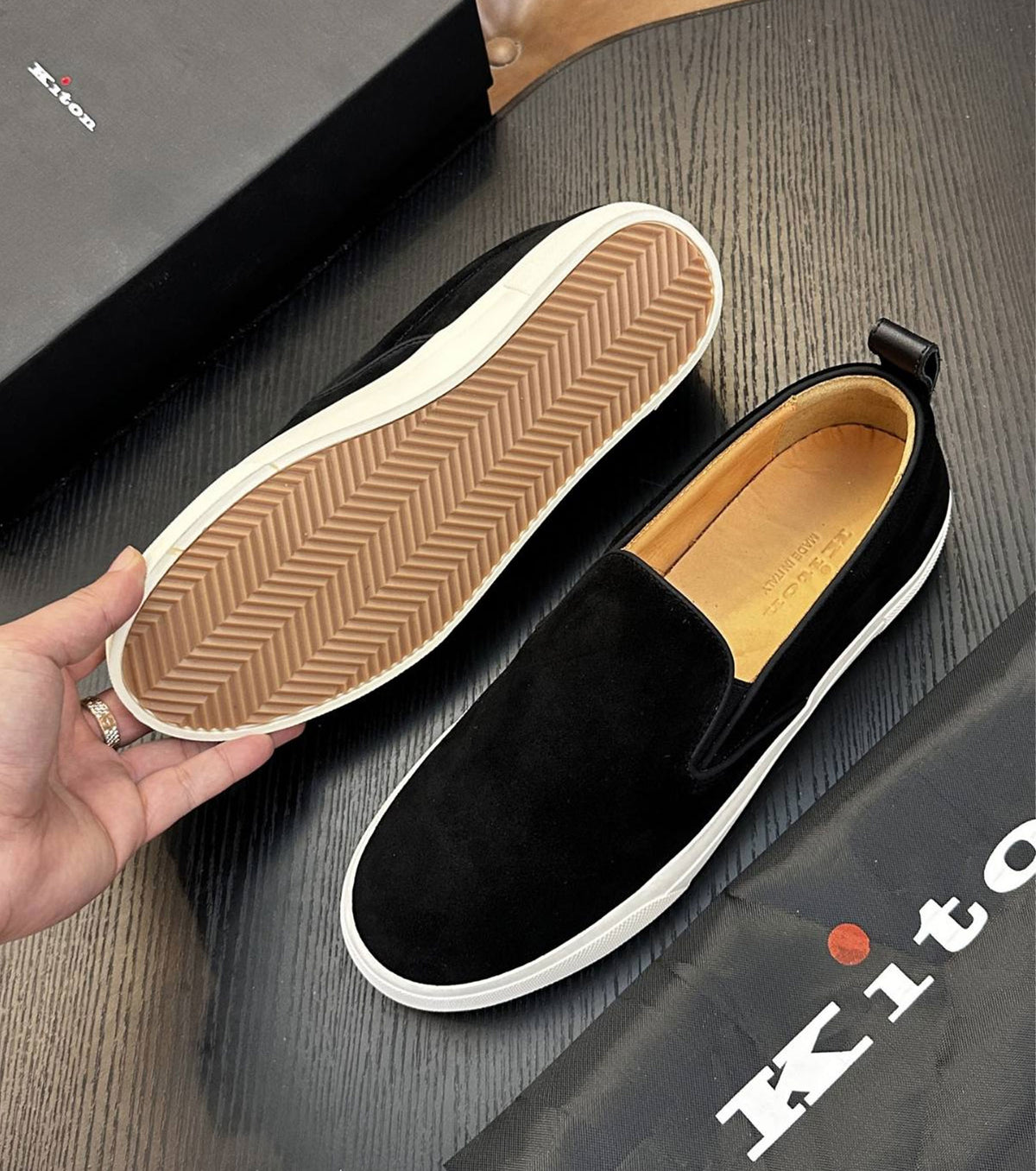 Suede slip-on sneakers
