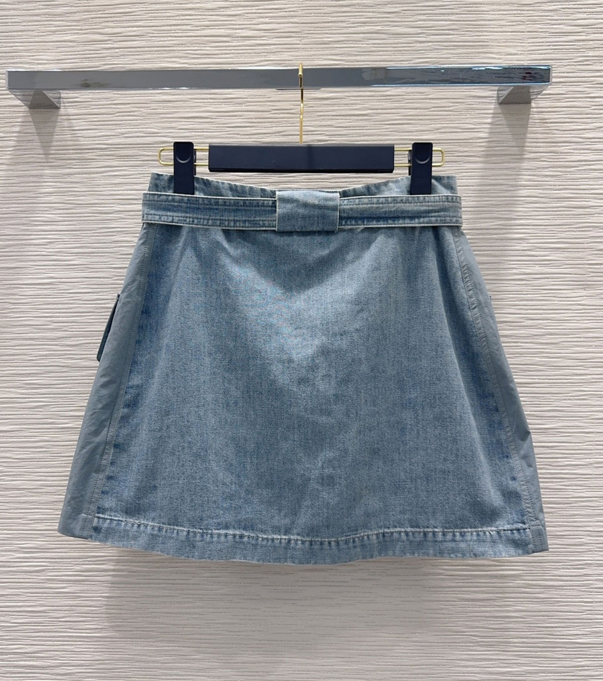 Utility Pocket Washed Denim Skirt