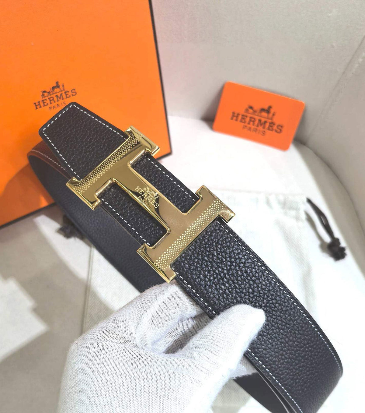 Reversible leather belt