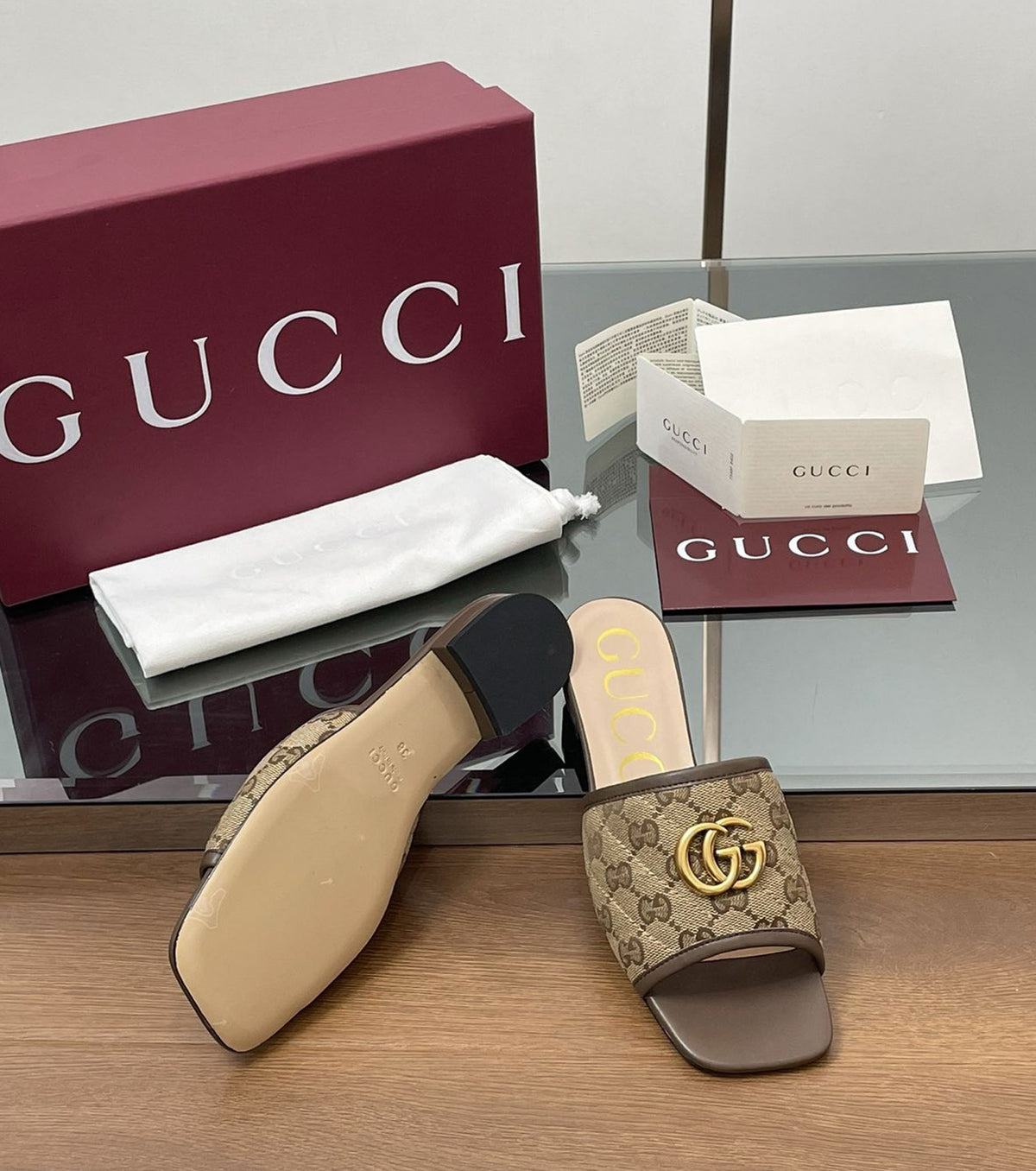 GG matelassé canvas flat sandals