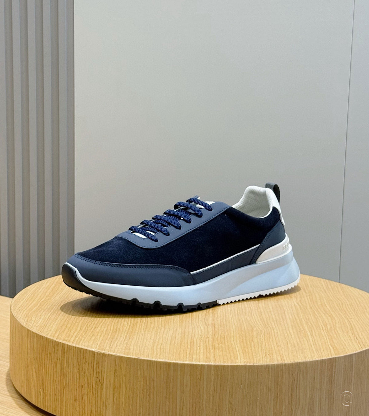 Leather-trimmed suede sneakers
