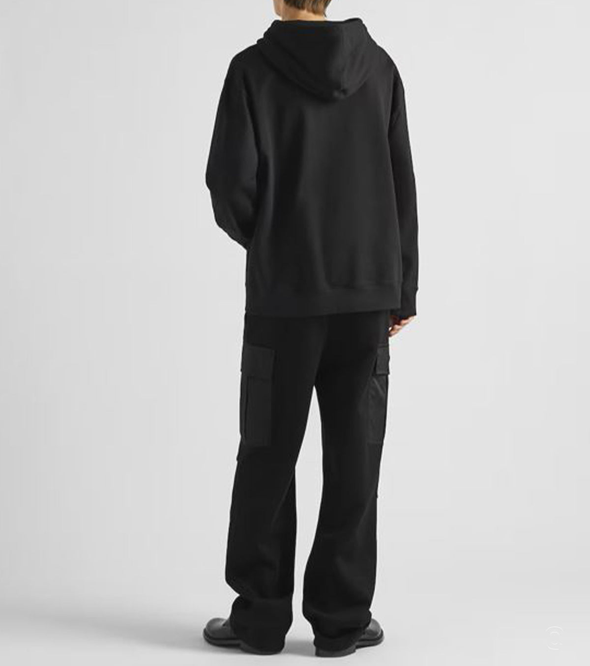 Black Cotton Fleece Hoodie PRA7033