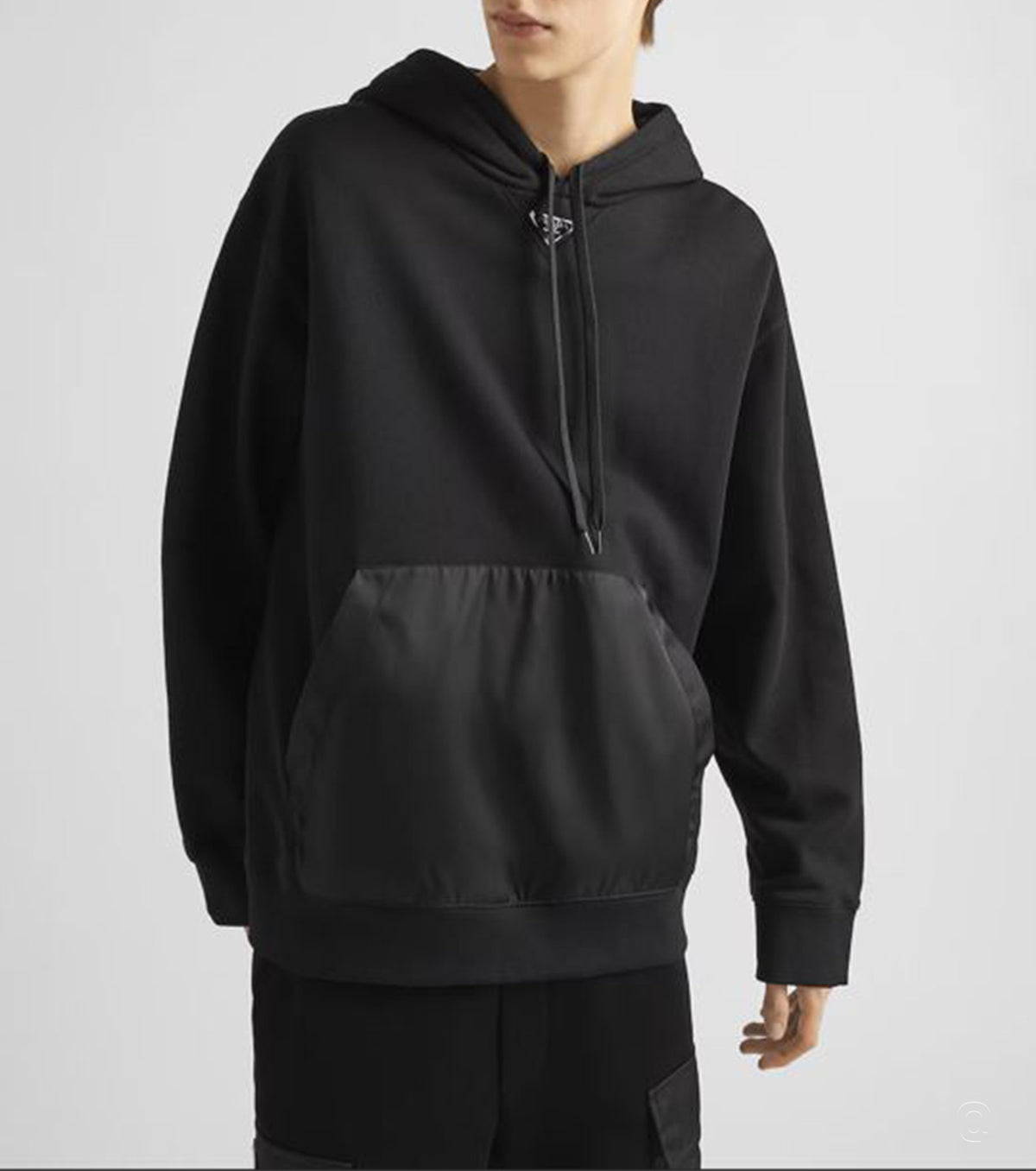 Black Cotton Fleece Hoodie PRA7033