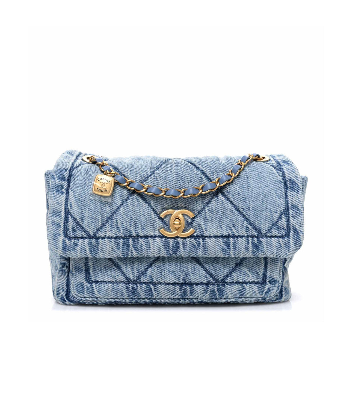 Denim Quilted Flap Bag