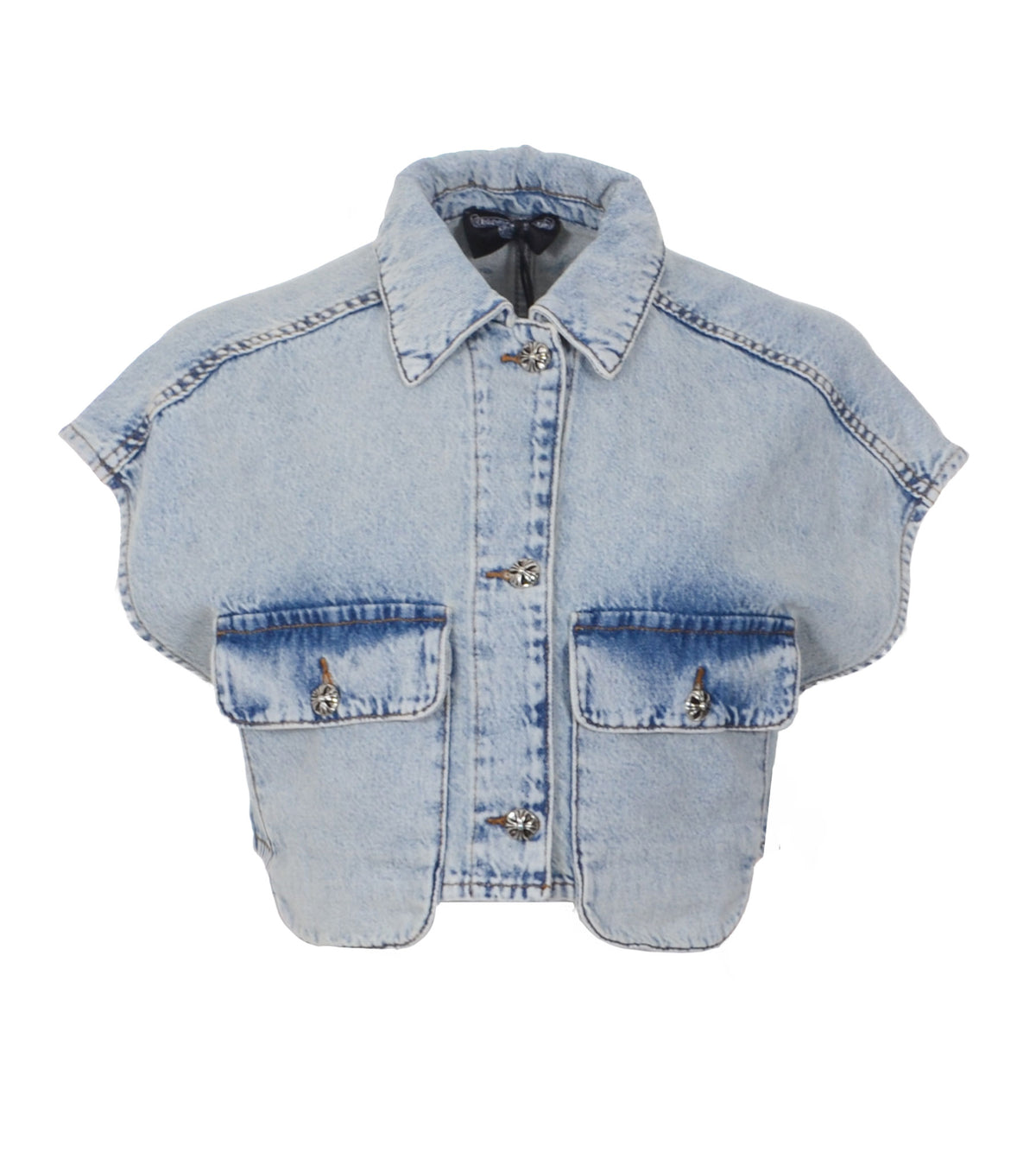 Short Denim Sleeveless Jacket