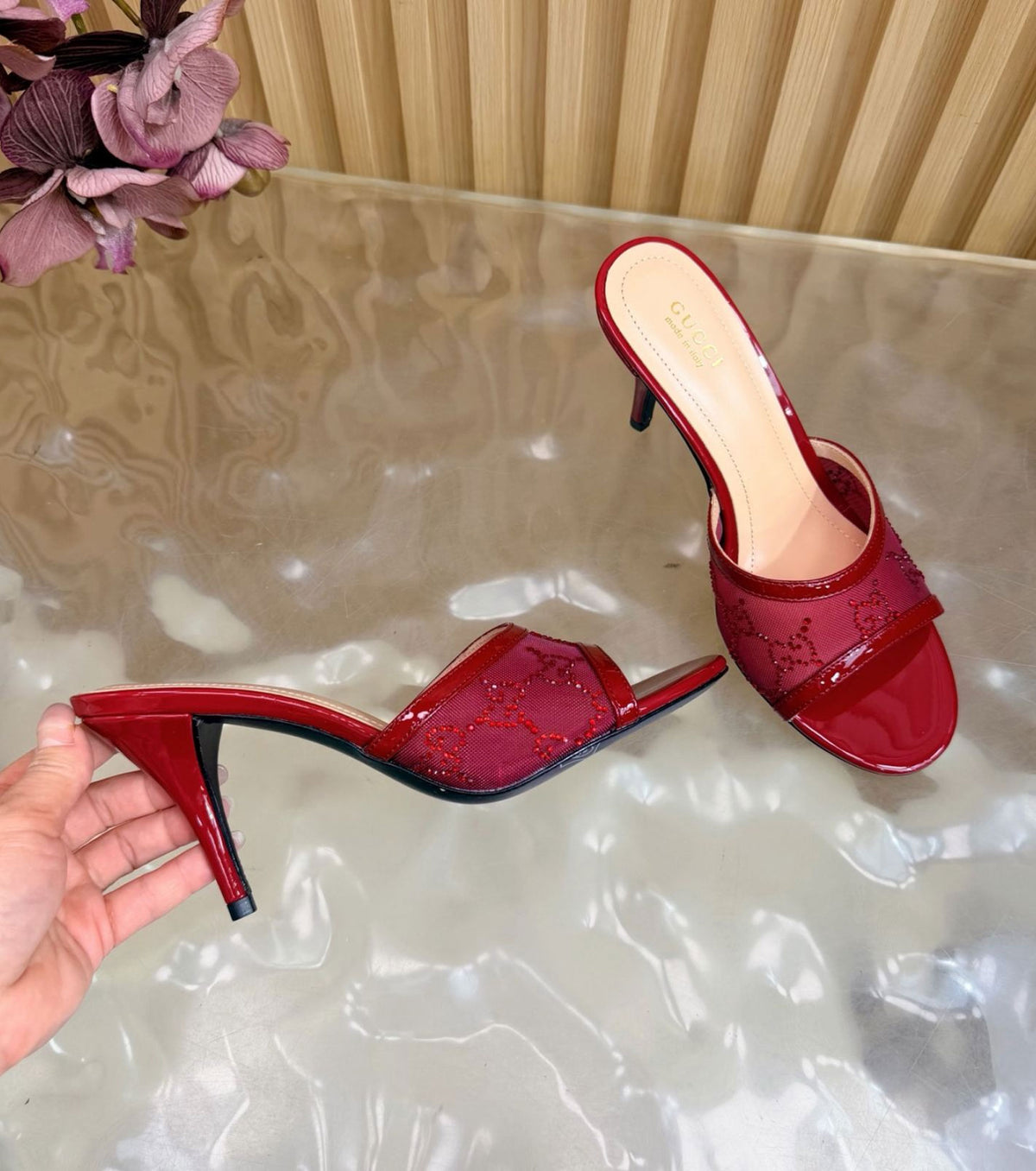 Crystal slide sandal