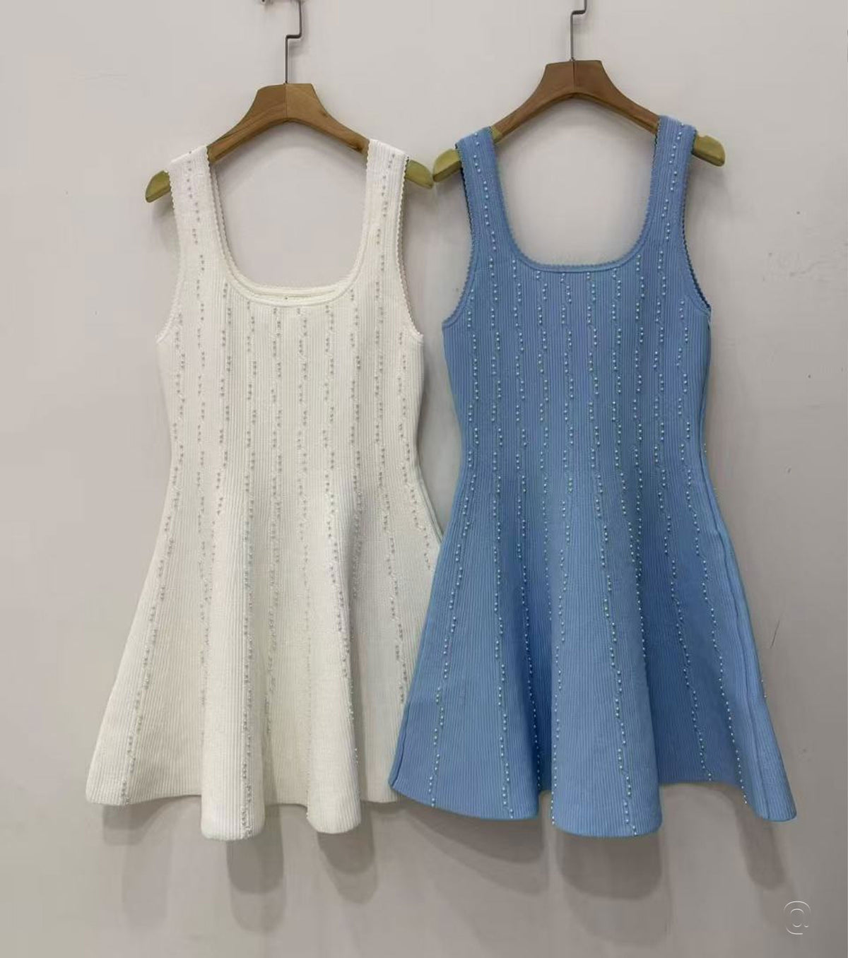 Beaded knit short dress