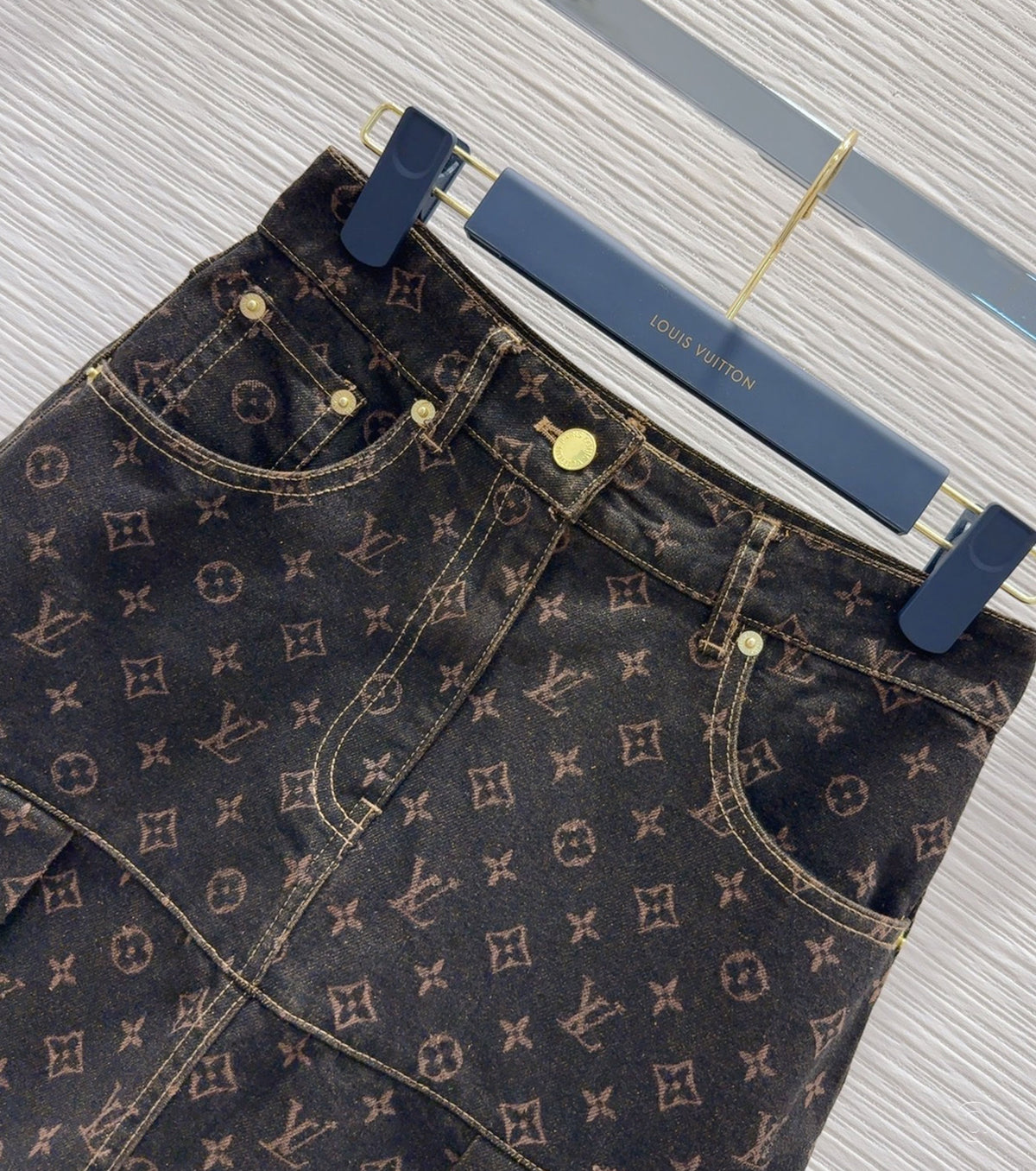 Monogram Denim Skirt