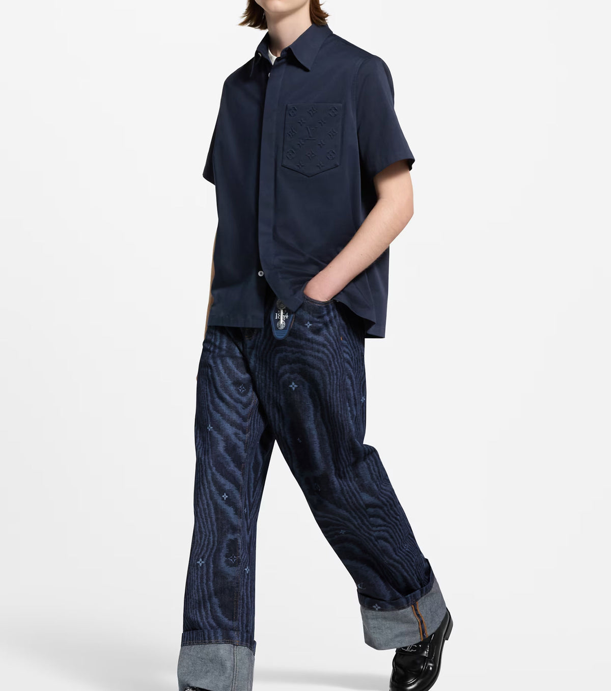 Риза с къс ръкав и монограмен джоб LS3100