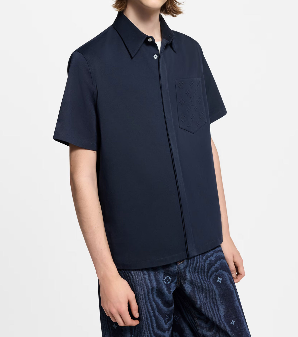 Риза с къс ръкав и монограмен джоб LS3100