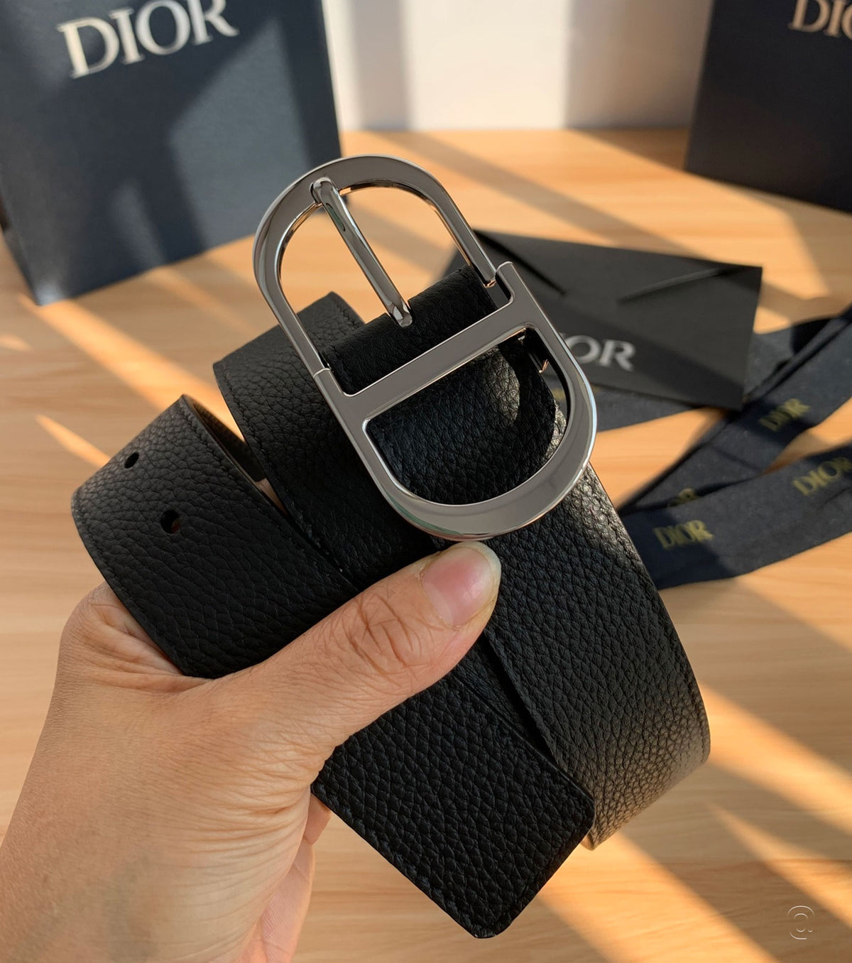 Black Grained Calfskin Belt, 35 MM