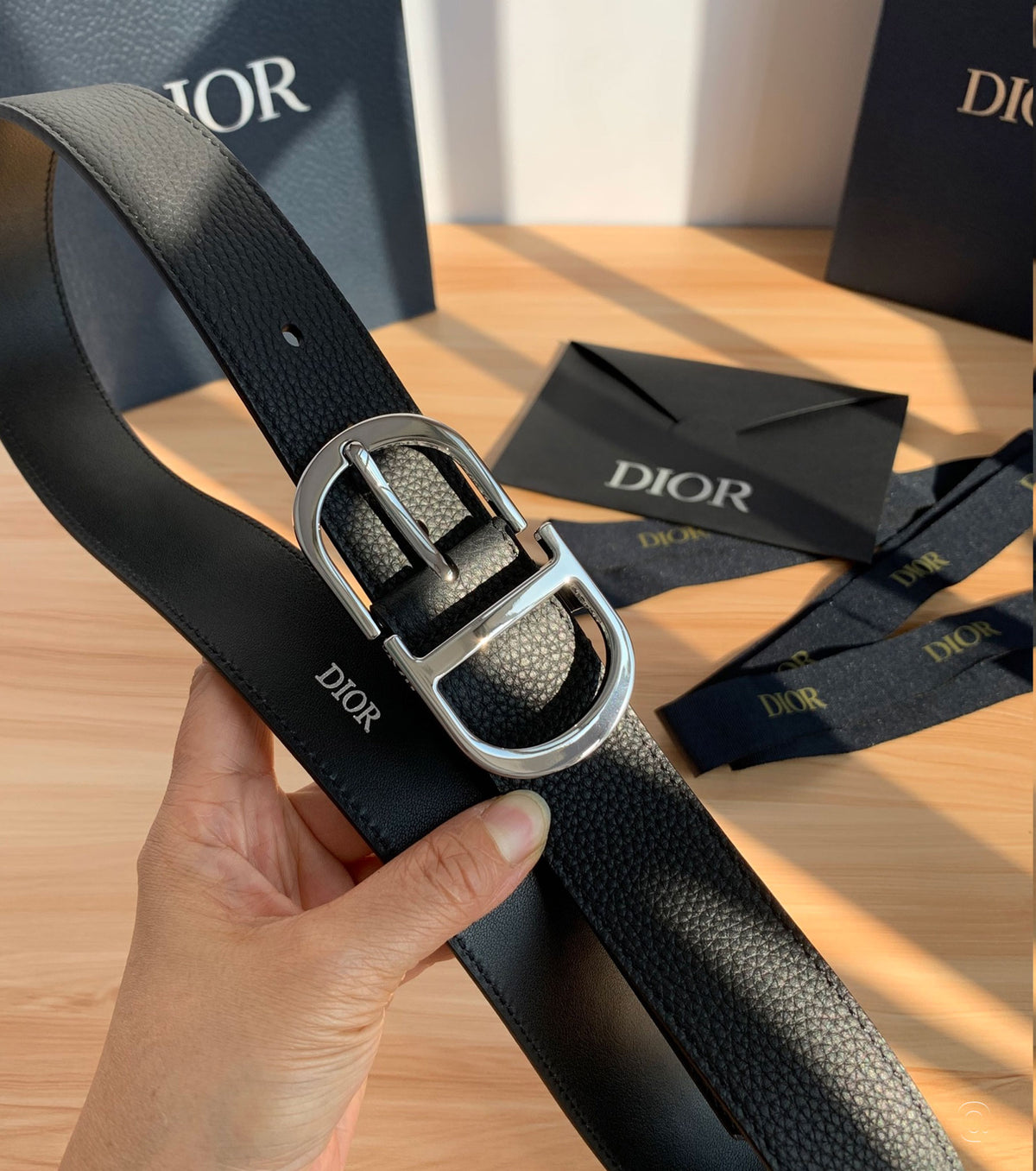 Black Grained Calfskin Belt, 35 MM