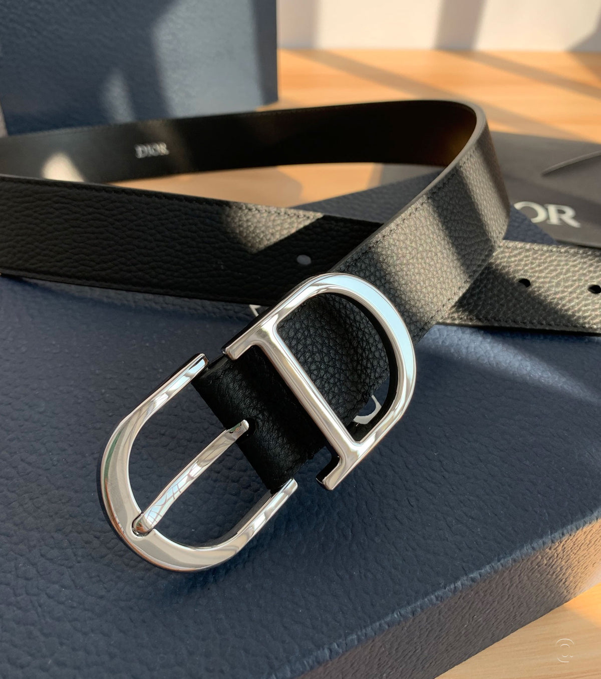 Black Grained Calfskin Belt, 35 MM