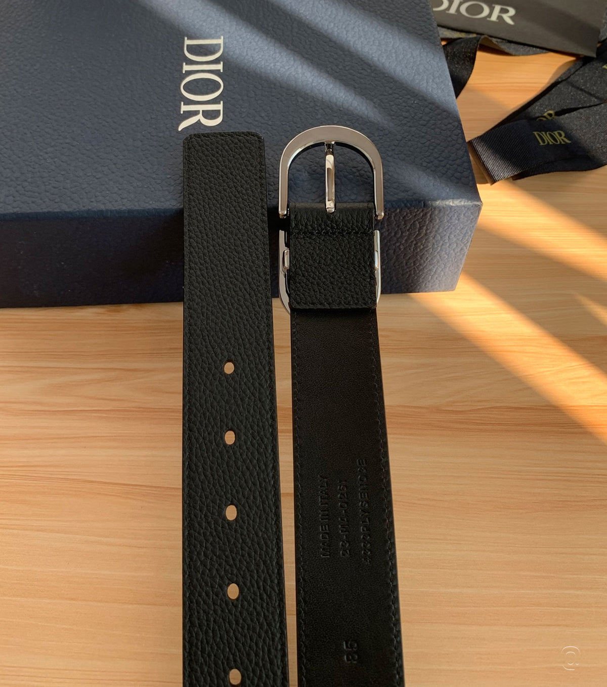 Black Grained Calfskin Belt, 35 MM