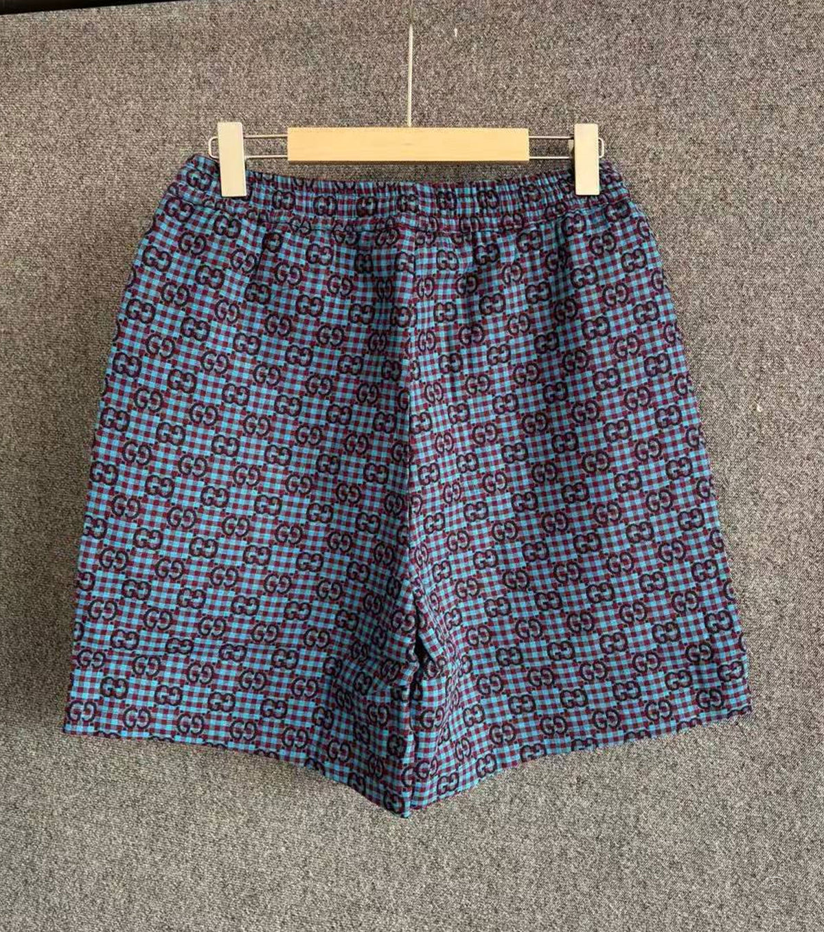 GG vichy cashmere cotton jacquard shorts