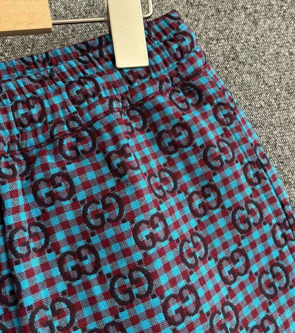 GG vichy cashmere cotton jacquard shorts