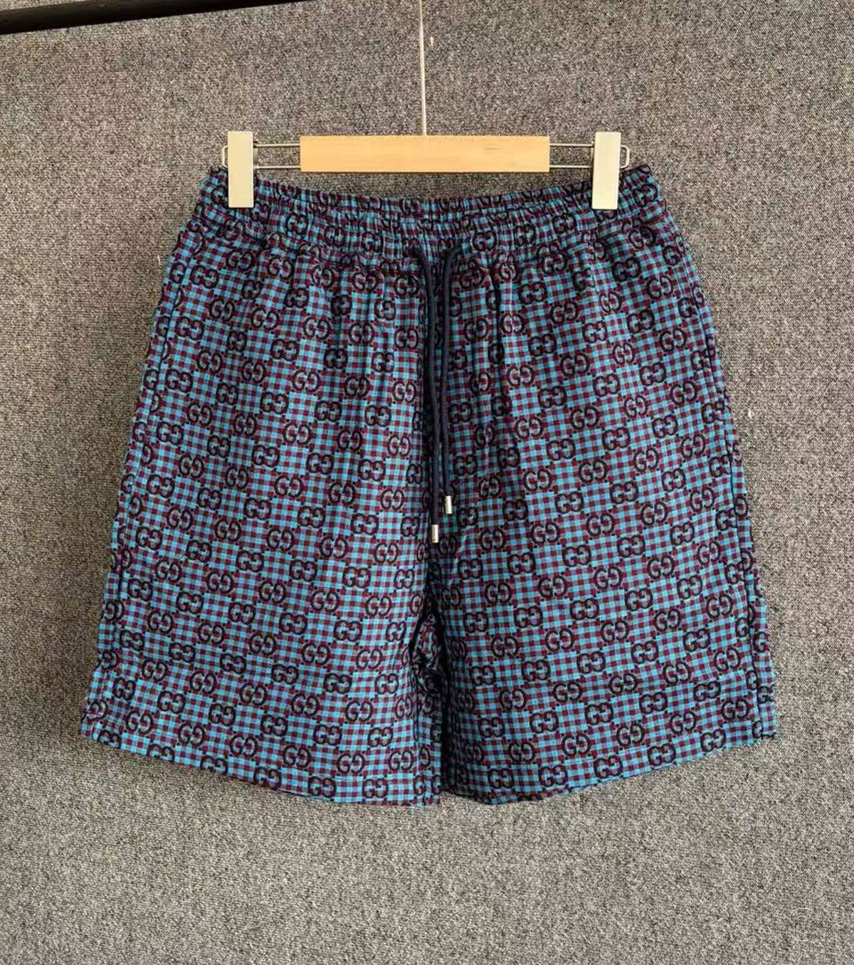 GG vichy cashmere cotton jacquard shorts