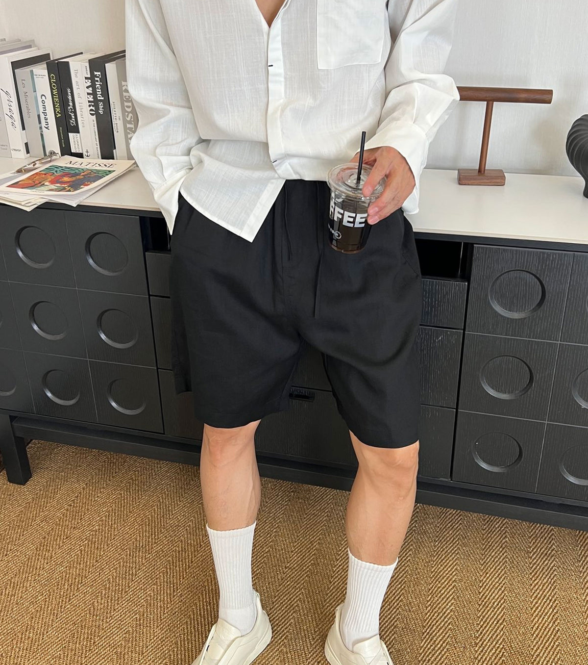 Men linen bermuda shorts