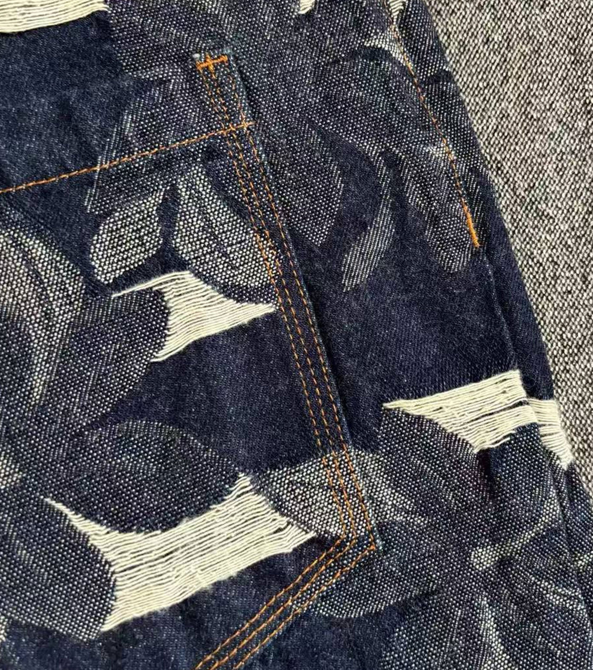 Denim jacquard trousers