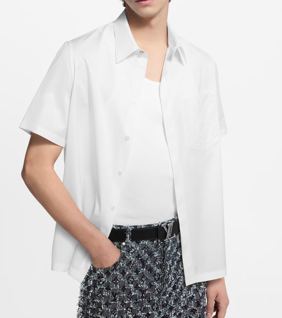 Риза с къс ръкав и монограмен джоб LS3100