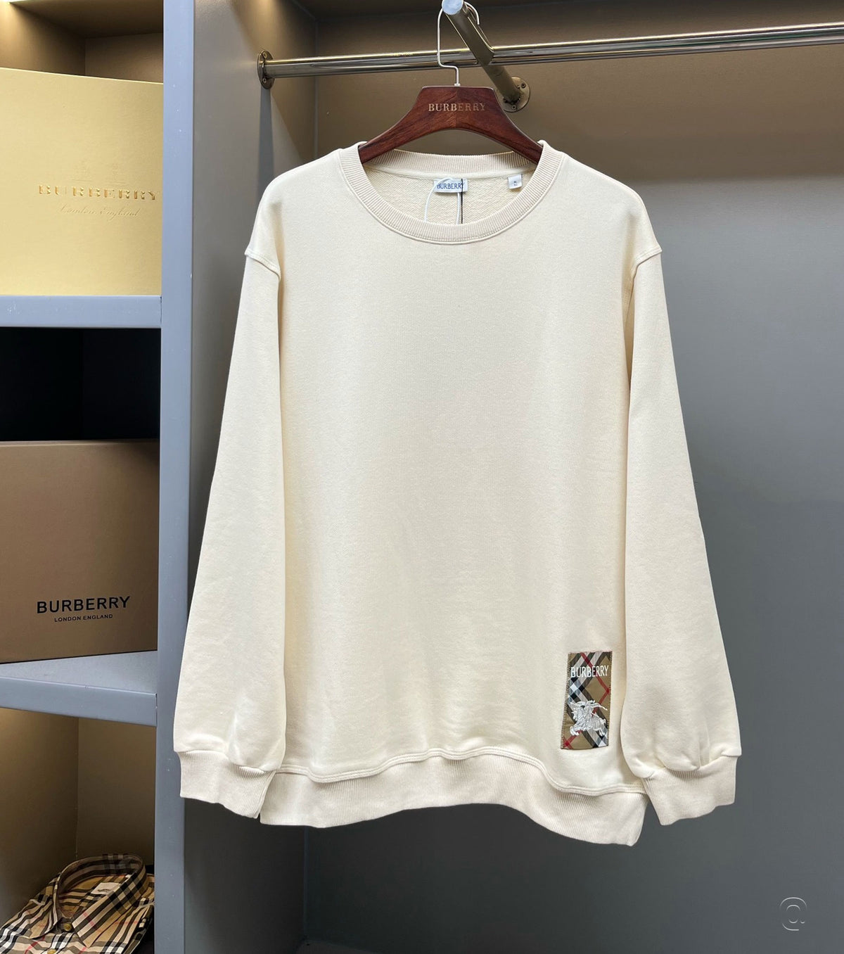 Check Label Cotton Sweatshirt