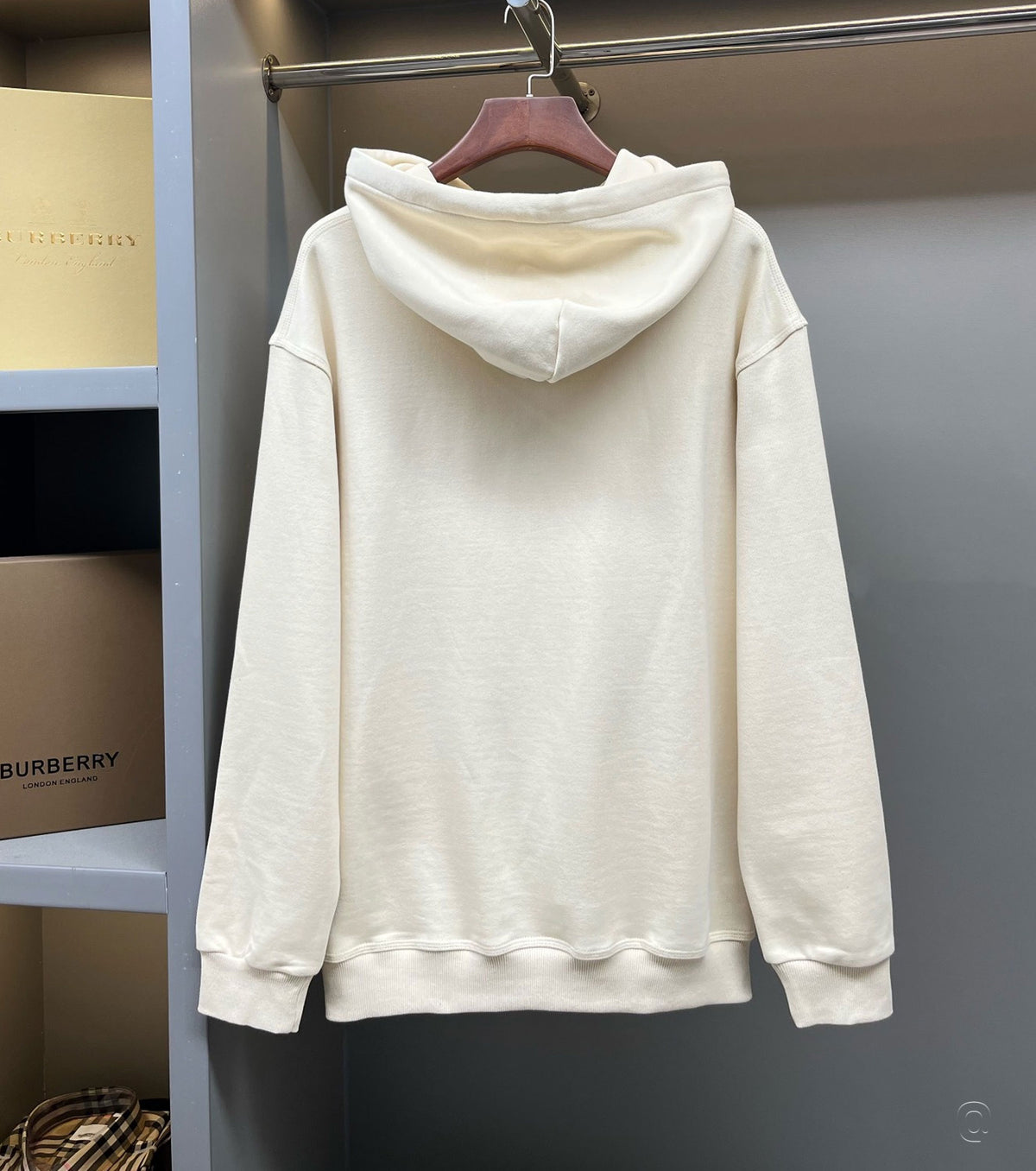 Check Label Cotton Zip Hoodie