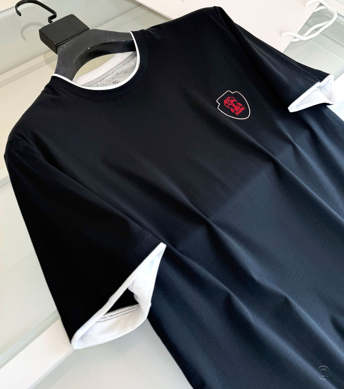 Cotton T-shirt with faux-layering and logo